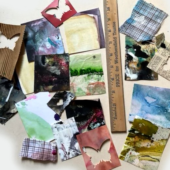 Junk Journal Pack  15+ Hand painted Pieces, Great for scrapbooking, collage - Picture 2 of 12